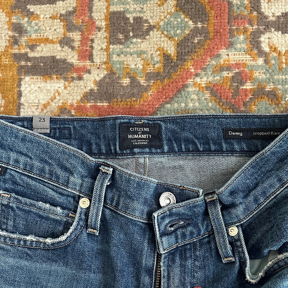 Citizens Of Humanity Women's Medium Blue Cropped Flare Jeans
